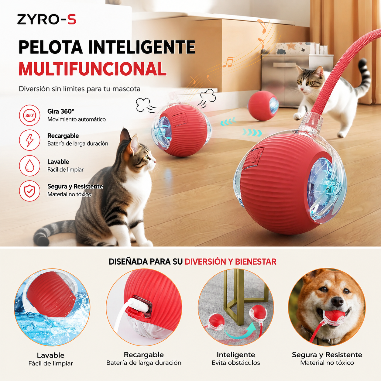 🐶🐱 Pelota Interactiva Inteligente para Mascotas