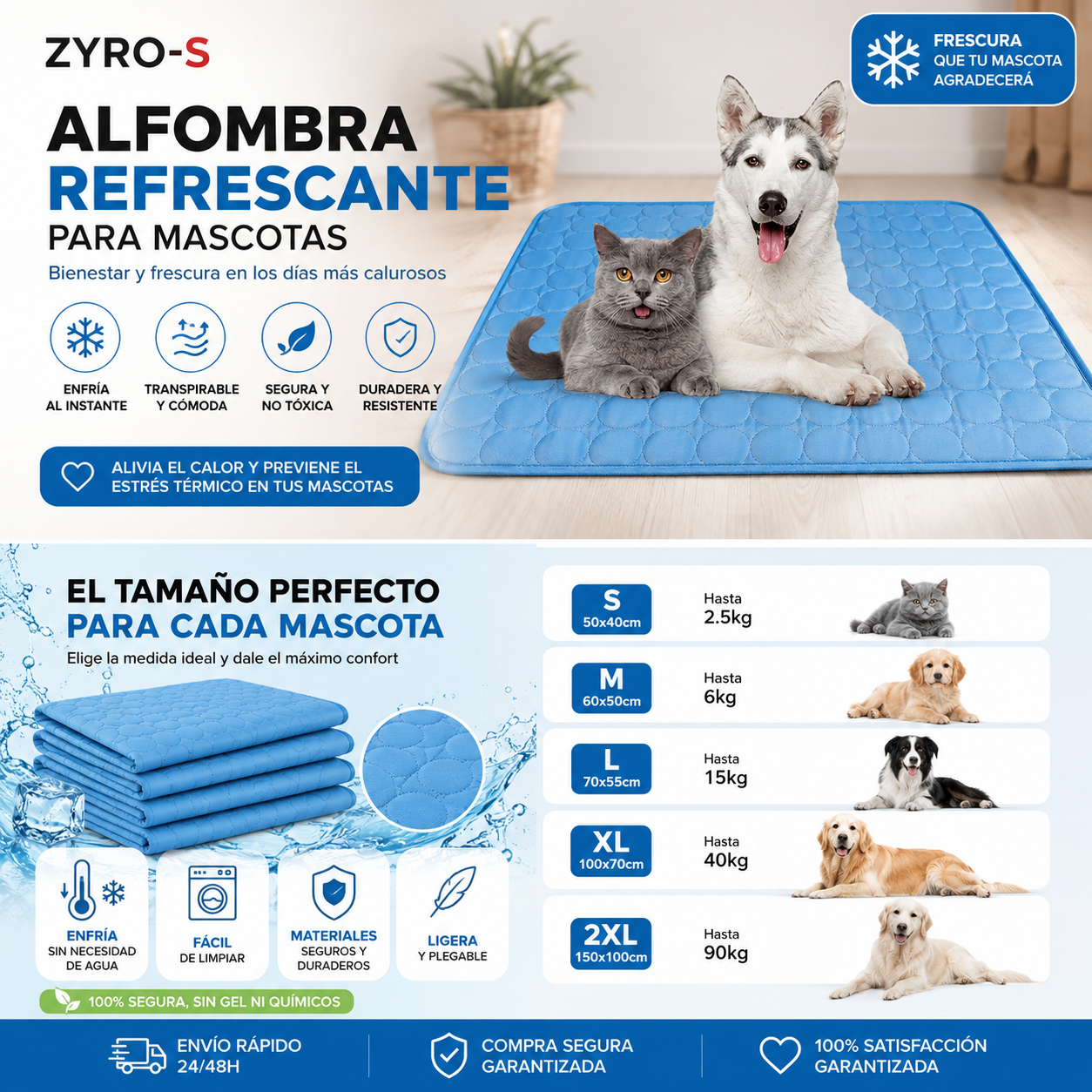Alfombra Refrescante para Perros y Gatos | Frescura y Confort para el Verano
